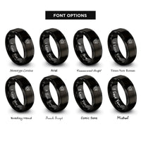 font options for inside engraving on black star spangled shield rings