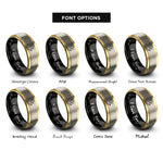 font options for inside engraving on black & gold & gray star spotlight rings