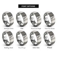font options for inside engraving on grey star spotlight rings