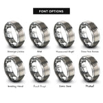 font options for inside engraving on silver star spotlight rings