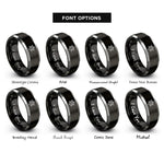 font options for inside engraving on black & grey star tags rings