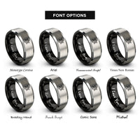 font options for inside engraving on black & gray star tags rings
