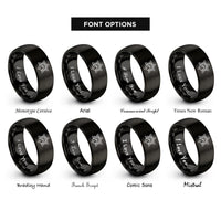 font options for inside engraving on black star tags rings