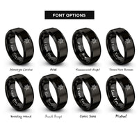 font options for inside engraving on black star tags rings