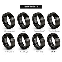 font options for inside engraving on black star tetrahedron rings