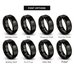 font options for inside engraving on black star tetrahedron rings