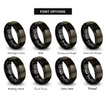 font options for inside engraving on gunmetal & black star tetrahedron rings