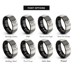 font options for inside engraving on black & silver star tetrahedron merkaba rings