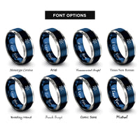 font options for inside engraving on blue & grey star tetrahedron merkaba rings