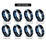 font options for inside engraving on blue & gray star tetrahedron merkaba rings