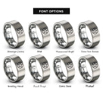 font options for inside engraving on silver star token circle rings