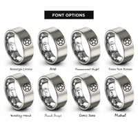 font options for inside engraving on silver star token circle rings