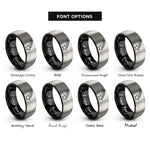 font options for inside engraving on black & silver star trail rings