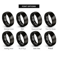 font options for inside engraving on black star trail rings