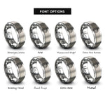 font options for inside engraving on silver star trail rings