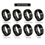font options for inside engraving on black star trophy rings