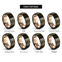 font options for inside engraving on gunmetal & rose gold star trophy rings