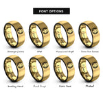 font options for inside engraving on black & gold star wreath rings