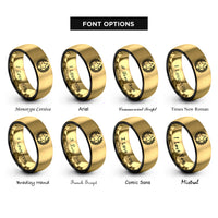font options for inside engraving on black & gold star wreath rings