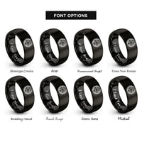 font options for inside engraving on black star wreath rings