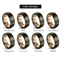 font options for inside engraving on gunmetal & rose gold star wreath rings