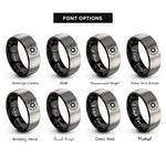 font options for inside engraving on black & grey starburst circle rings