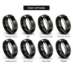font options for inside engraving on black & silver starburst circle rings