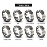 font options for inside engraving on gray starburst circle rings