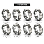 font options for inside engraving on silver starburst circle rings