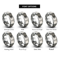 font options for inside engraving on silver starburst circle rings