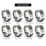 font options for inside engraving on silver starburst circle rings