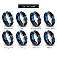 font options for inside engraving on blue & gray starburst game controller rings