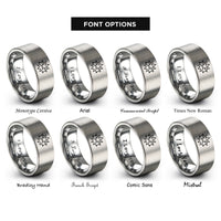 font options for inside engraving on grey starburst game controller rings