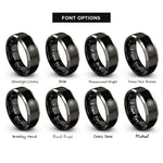 font options for inside engraving on black & silver starburst medallion circle rings