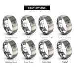 font options for inside engraving on grey starburst medallion circle rings