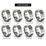 font options for inside engraving on grey starburst target ball rings