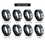 font options for inside engraving on black & blue & grey starfield band rings
