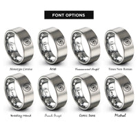 font options for inside engraving on silver starfield band rings