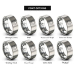 font options for inside engraving on gray starfield cluster crescent rings