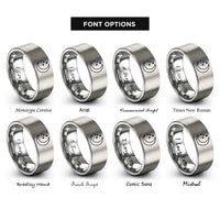 font options for inside engraving on gray starfield cluster crescent rings