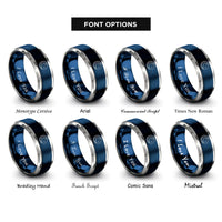 font options for inside engraving on blue & gray starfield crescent rings