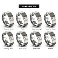 font options for inside engraving on grey starfield crescent rings