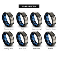 font options for inside engraving on black & blue & gray starfighter rings