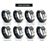 font options for inside engraving on black & blue & grey starfighter rings