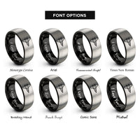font options for inside engraving on black & gray starfighter rings