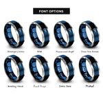 font options for inside engraving on blue & silver starfighter rings