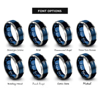 font options for inside engraving on blue & silver starfighter rings