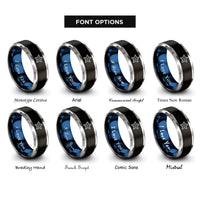font options for inside engraving on black & blue & silver starfish rings