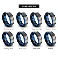 font options for inside engraving on blue & grey starfish rings