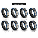font options for inside engraving on black & blue & grey starfish circle rings